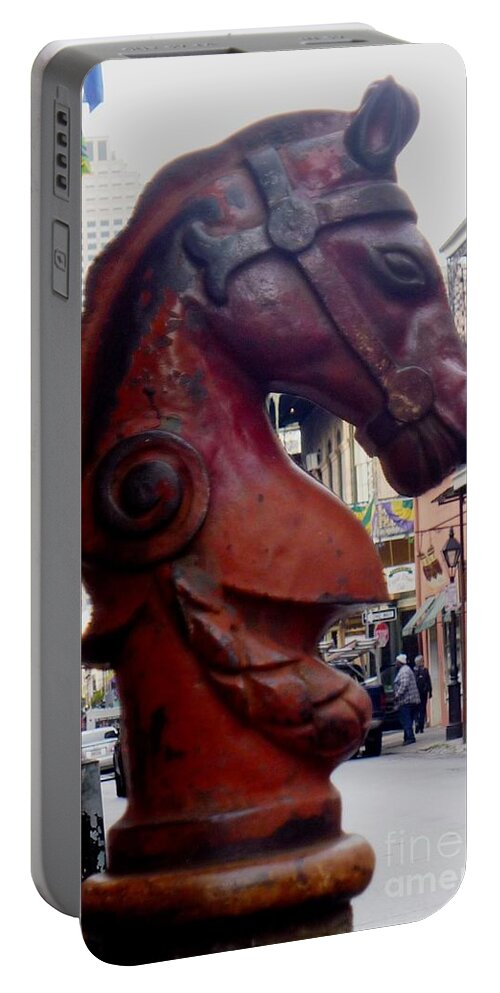 Horse Portable Battery Charger featuring the photograph Red Horse Head Post by Alys Caviness-Gober