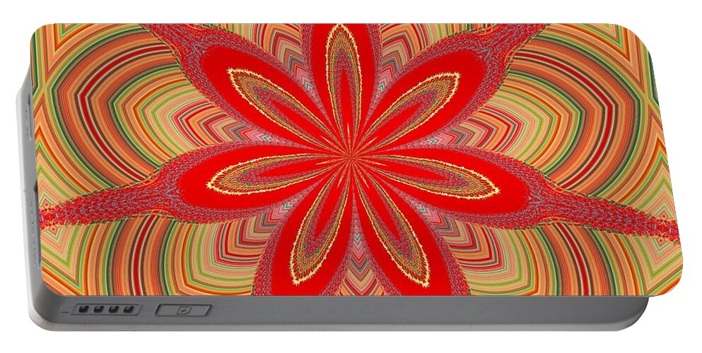 Fabric Portable Battery Charger featuring the digital art Red Star Brocade by Alec Drake