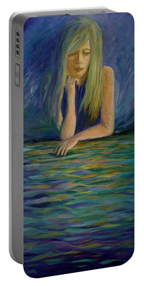 Portrait Portable Battery Charger featuring the painting Reflecting on my Youth by Jo Smoley
