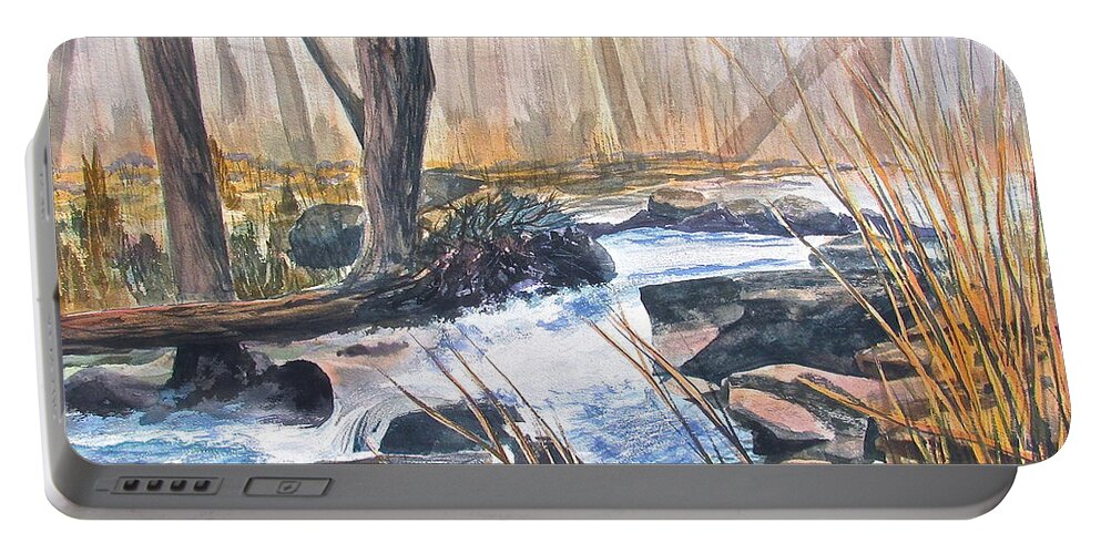Colorado Portable Battery Charger featuring the painting River Rush by Frank SantAgata