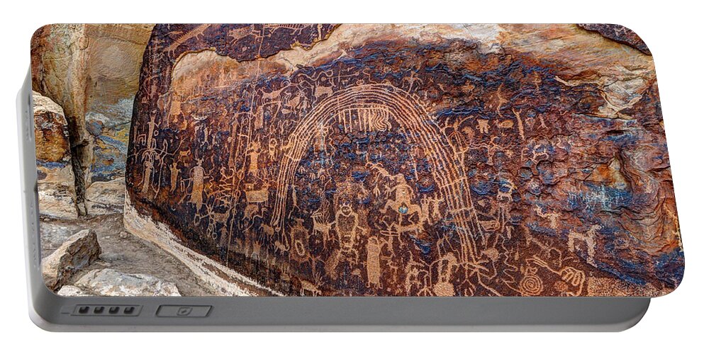 Petroglyph Portable Battery Charger featuring the photograph Rochester Petroglyph Rock Art Panel - Utah by Gary Whitton