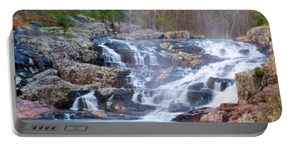 Missouri Portable Battery Charger featuring the photograph Rocky Falls by Steve Stuller