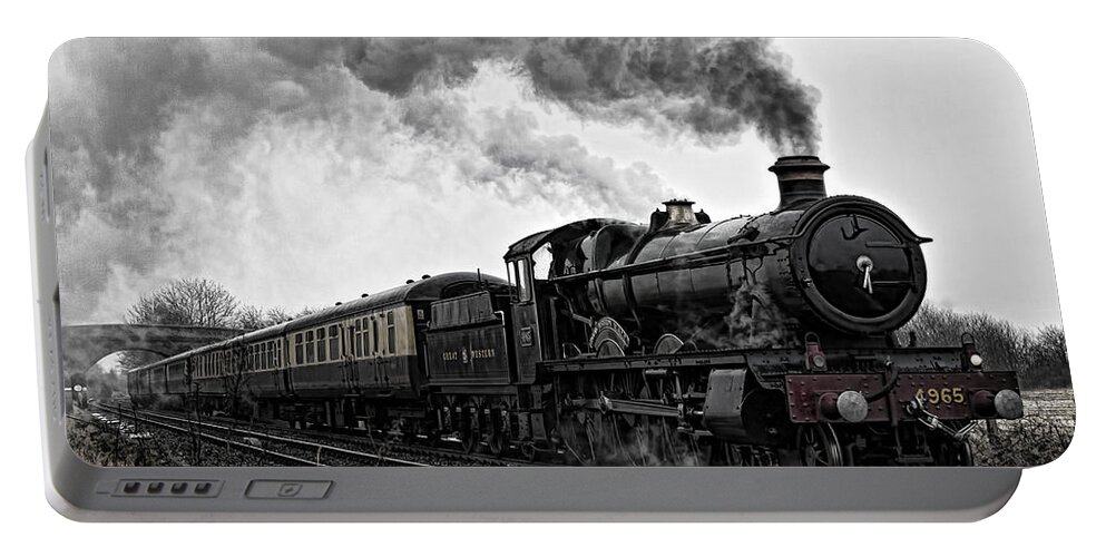 Train Portable Battery Charger featuring the photograph Rood Ashton Hall mono by Steev Stamford