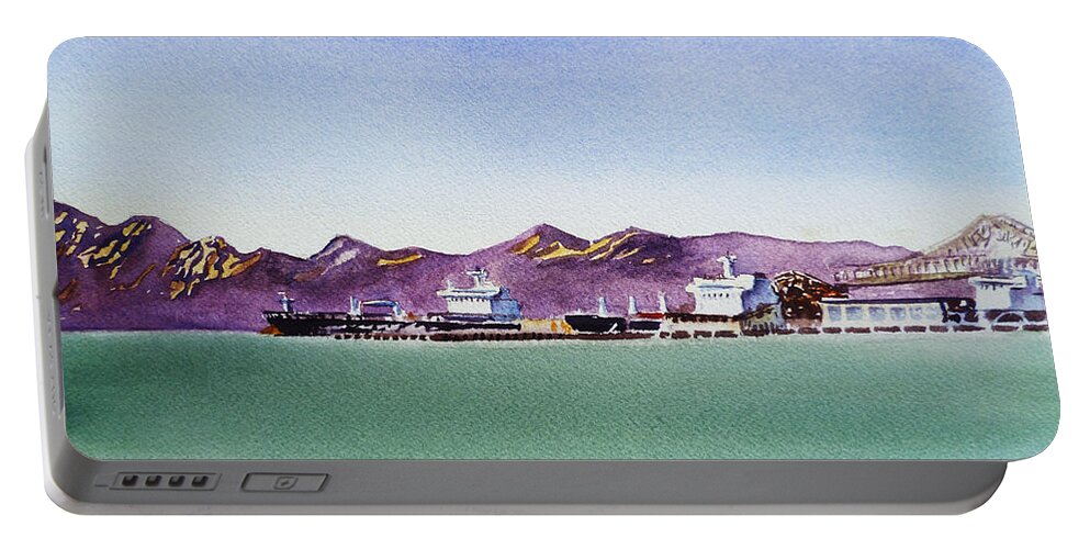 San Francisco Bay Portable Battery Charger featuring the painting San Francisco Bay Richmond Port by Irina Sztukowski