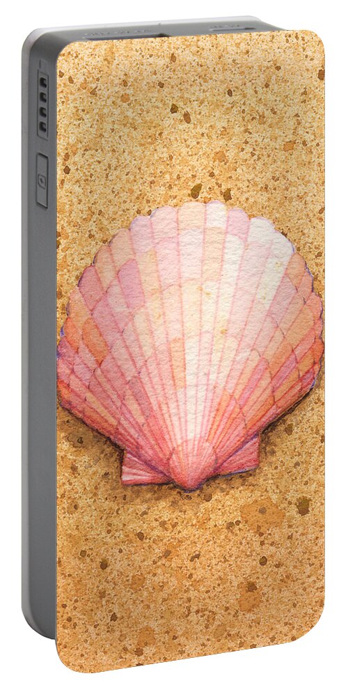 Print Portable Battery Charger featuring the painting Scallop Shell by Katherine Young-Beck