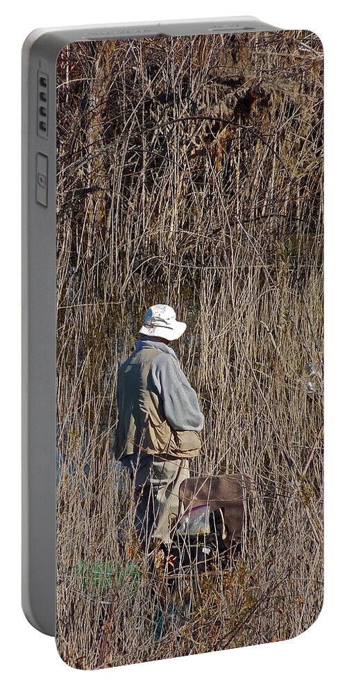 People Portable Battery Charger featuring the photograph Serious Fisherman by Diana Hatcher
