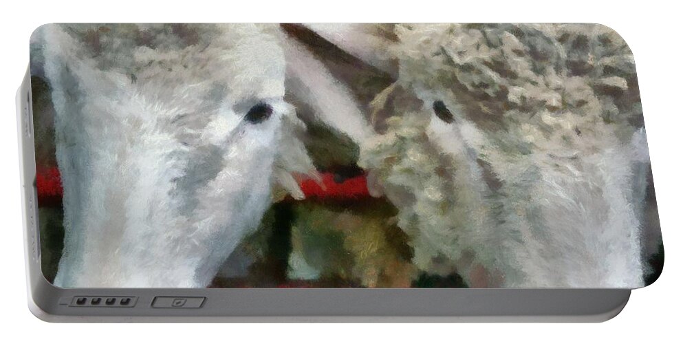 Red Portable Battery Charger featuring the photograph Sheep by Michelle Calkins