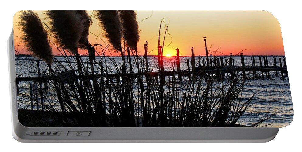 Destin Portable Battery Charger featuring the photograph Shoreline Serenity by Larry Beat