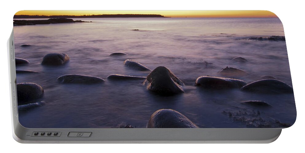 Acadia National Park Portable Battery Charger featuring the photograph Shoreline Wakeup by Glenn Gordon