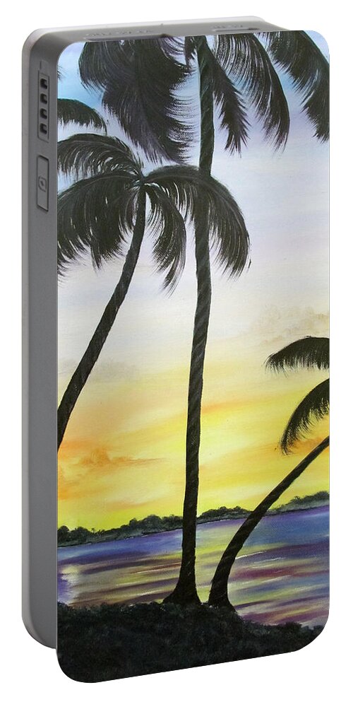 Beach Portable Battery Charger featuring the painting Silhouette by Gloria E Barreto-Rodriguez