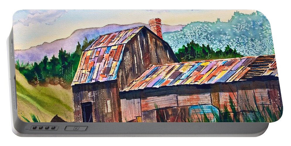 Silverton Portable Battery Charger featuring the painting Silverton Barn by Frank SantAgata