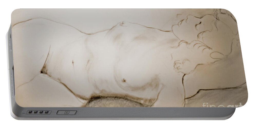 Woman Portable Battery Charger featuring the drawing Sleep by Rory Siegel