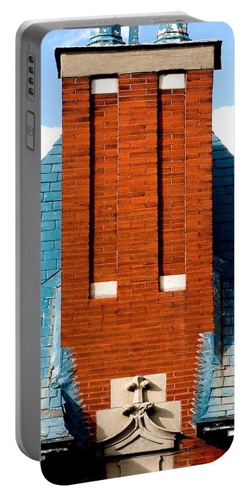 Chimney Portable Battery Charger featuring the photograph Smokestack For Two by Burney Lieberman