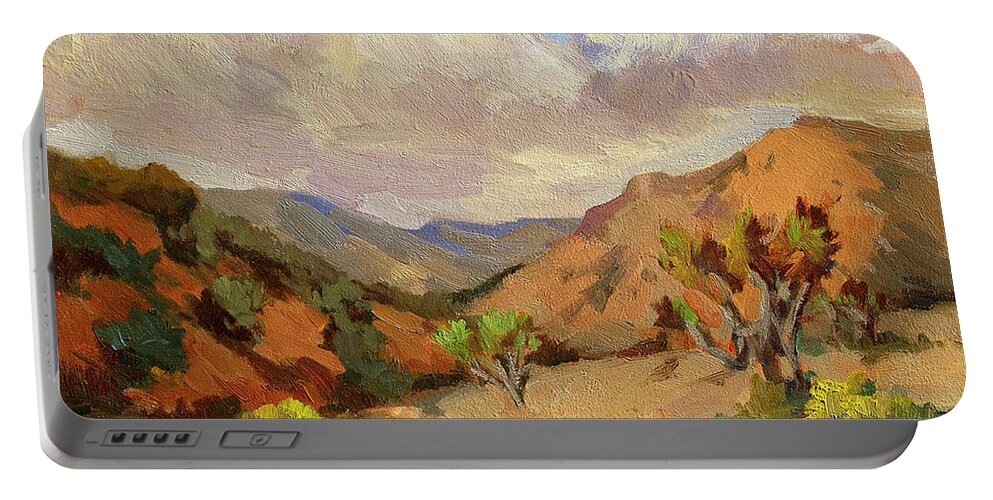 Spring At Joshua Tree Portable Battery Charger featuring the painting Spring at Joshua Tree by Diane McClary