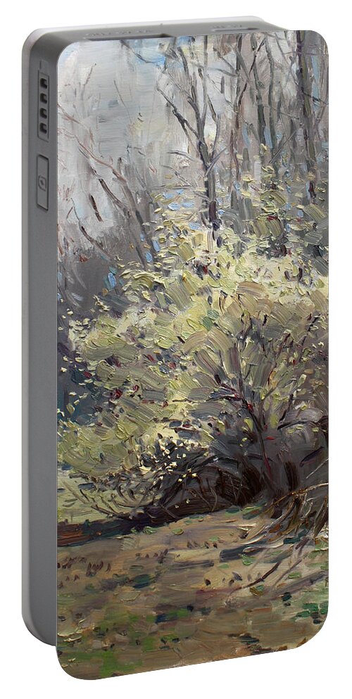 Spring Blossom Portable Battery Charger featuring the painting Spring Blossom by Ylli Haruni