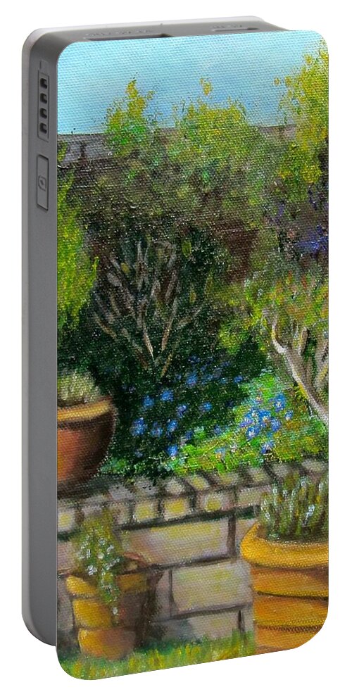 Spring Portable Battery Charger featuring the painting Spring Emerges by Laurie Morgan