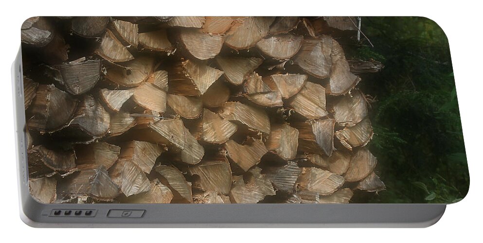 Firewood Portable Battery Charger featuring the photograph Stacked Firewood by Smilin Eyes Treasures