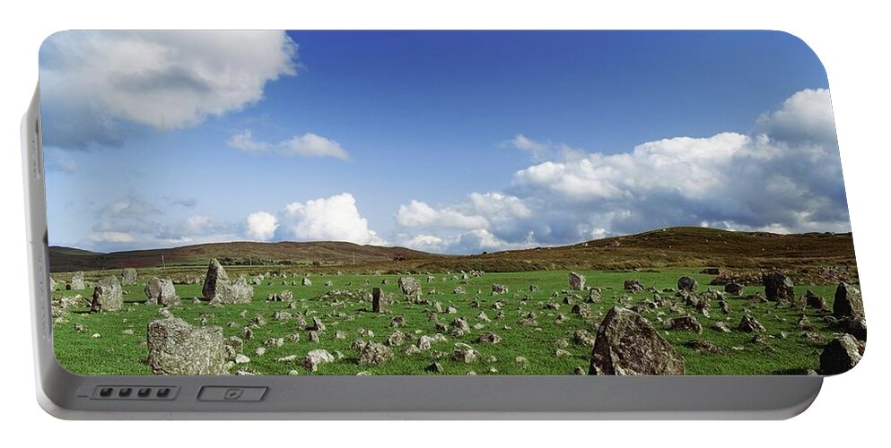 Ancient Civilization Portable Battery Charger featuring the photograph Stone Circles On A Landscape, Beaghmore by The Irish Image Collection 