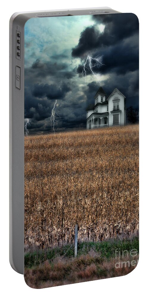 House Portable Battery Charger featuring the photograph Storm Over Farmhouse by Jill Battaglia