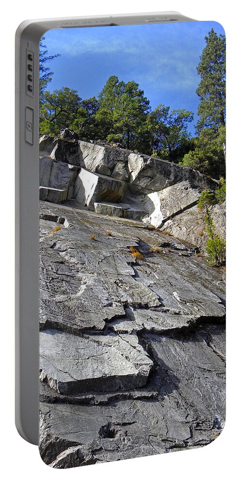 Cliff Portable Battery Charger featuring the photograph Suspended Blocks by Frank Wilson