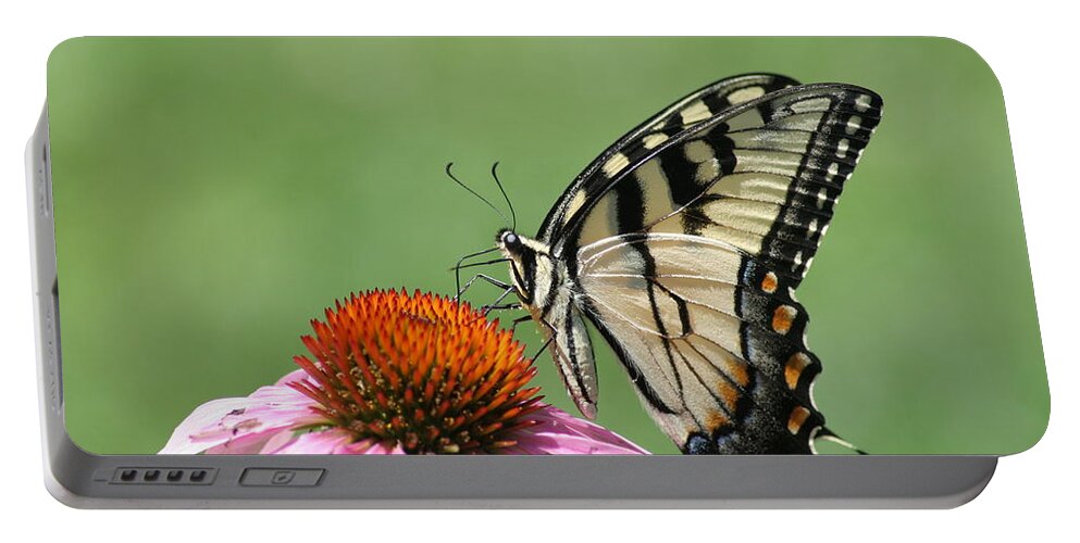  Portable Battery Charger featuring the photograph 'Swallowtail on Euchinacea' by PJQandFriends Photography