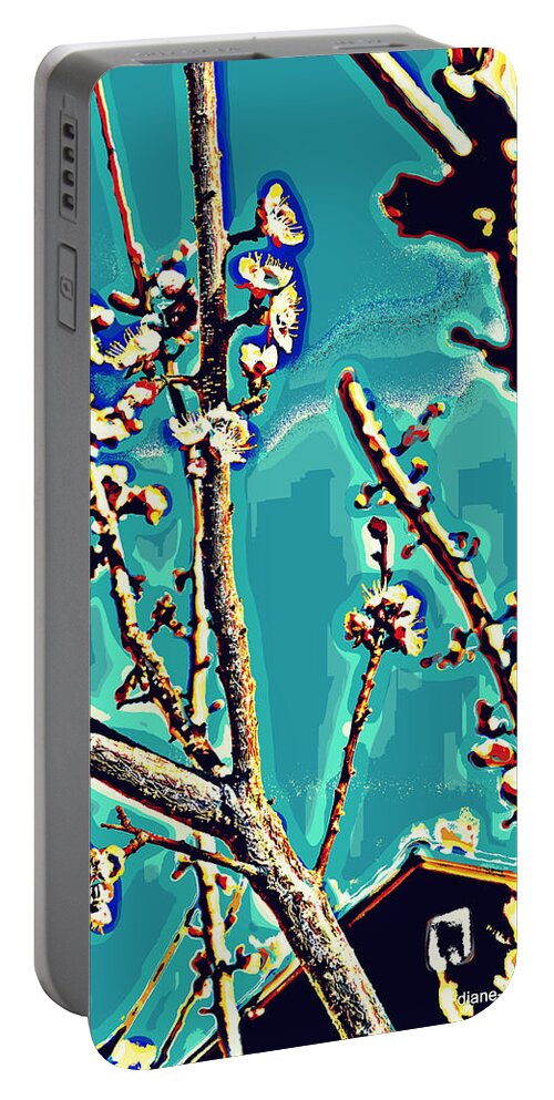 Spring Blossoms Portable Battery Charger featuring the photograph Teal Blooms by Diane montana Jansson