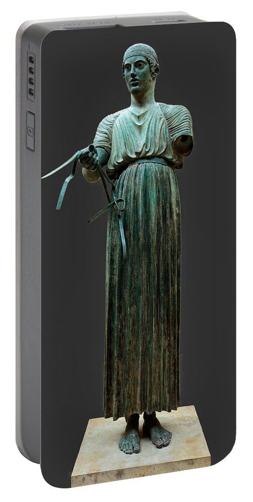 Ancient Portable Battery Charger featuring the photograph The Charioteer - Delphi by Constantinos Iliopoulos