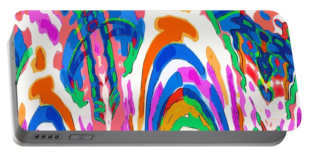 Fountain Portable Battery Charger featuring the digital art The Colors Fountain by Alec Drake