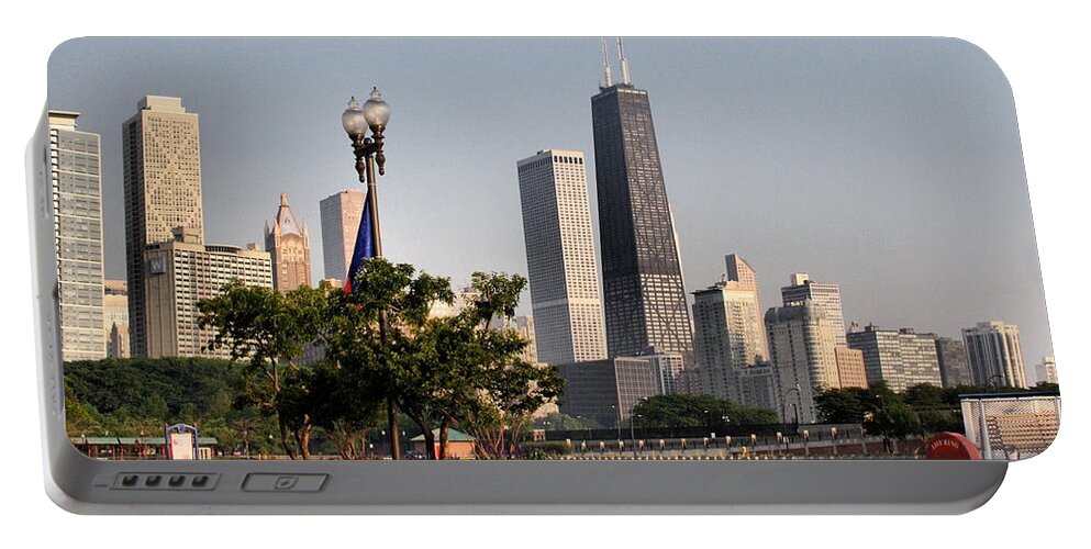 Chicago Portable Battery Charger featuring the photograph The Hancock Building - 1 by Ely Arsha