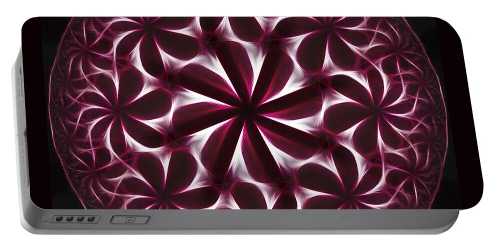 Mandala Portable Battery Charger featuring the digital art The Hot Ice by Danuta Bennett