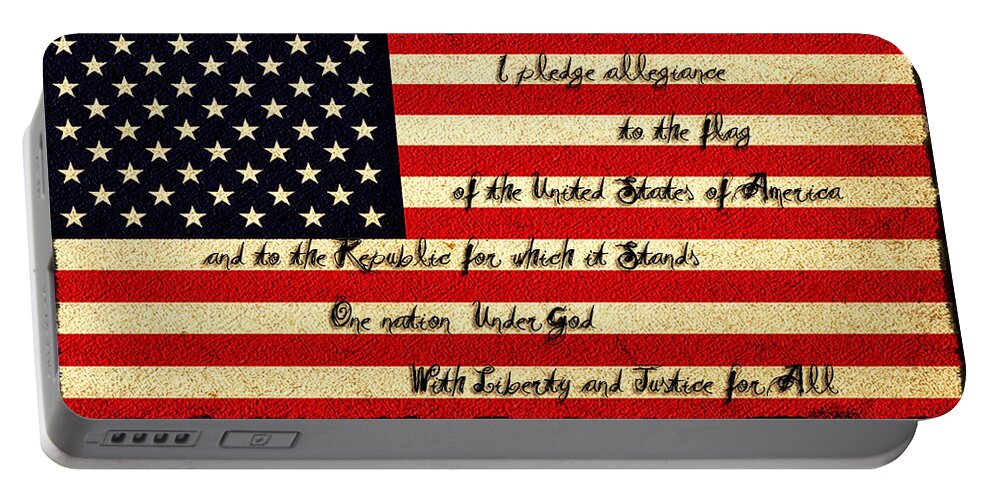 The Pledge Of Allegiance Portable Battery Charger featuring the photograph The Pledge of Allegiance by Bill Cannon