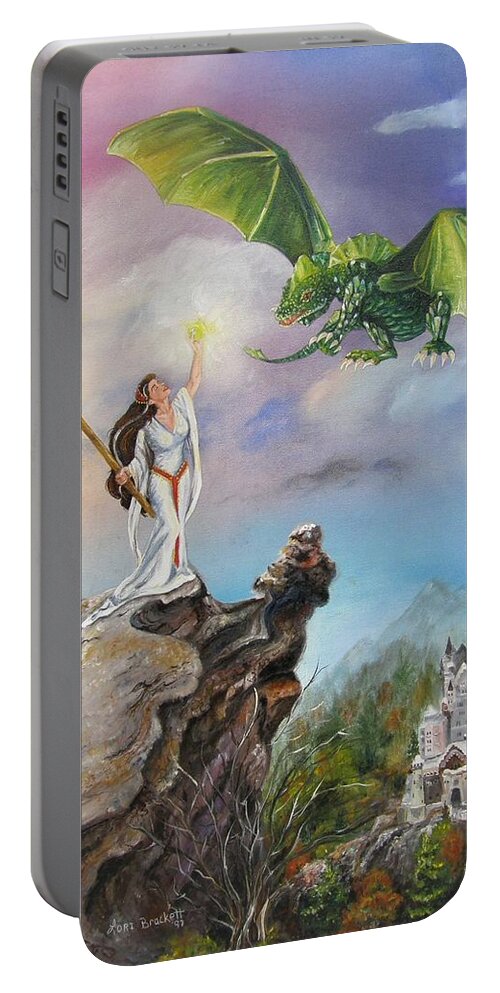 Witch Portable Battery Charger featuring the painting The Summoning by Lori Brackett