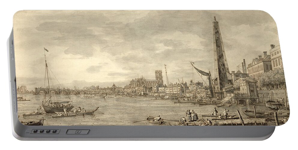 Xyc144093 Portable Battery Charger featuring the photograph The Thames Looking towards Westminster from near York Water Gate by Giovanni Antonio Canaletto