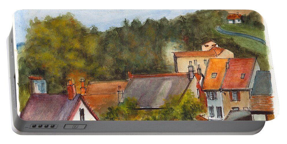 French Village Portable Battery Charger featuring the painting The Village of Billy by Dai Wynn