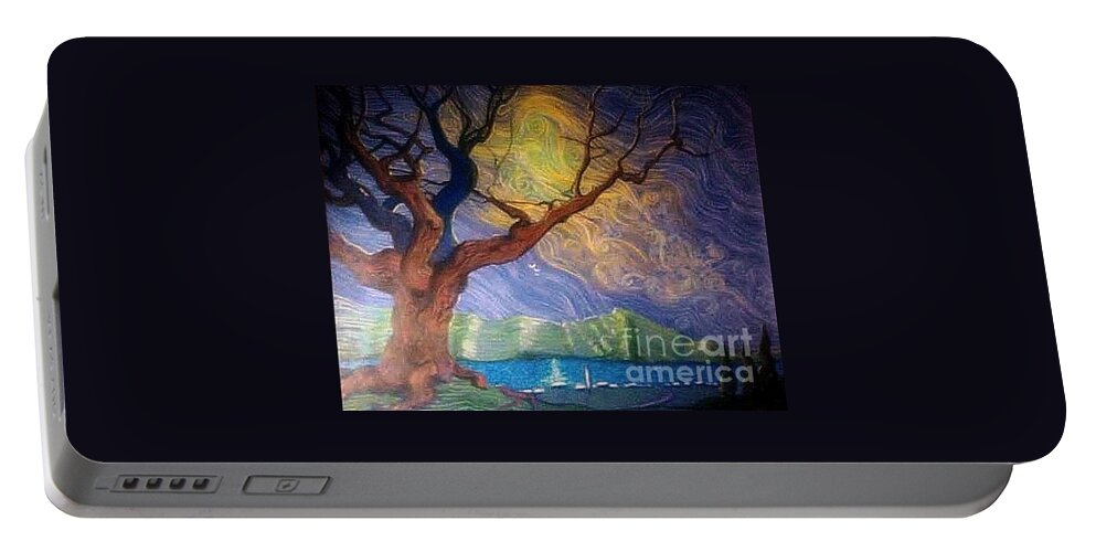 Landscape Portable Battery Charger featuring the painting The Warm Embrace by Stefan Duncan