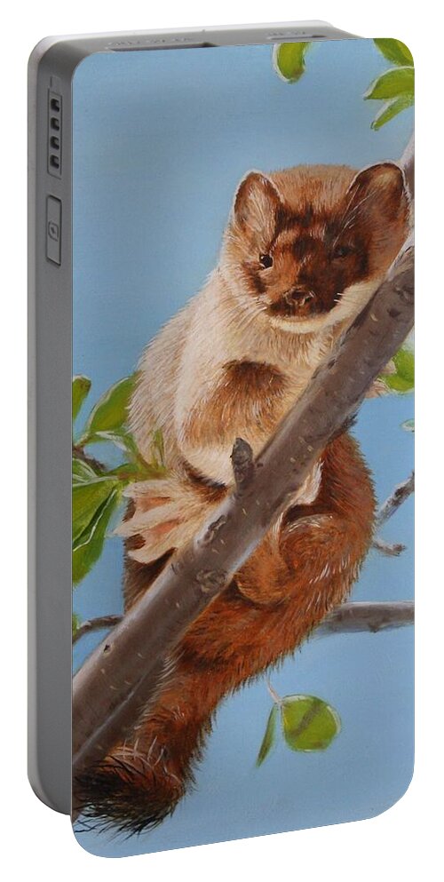 Weasel Portable Battery Charger featuring the painting The Weasel by Tammy Taylor