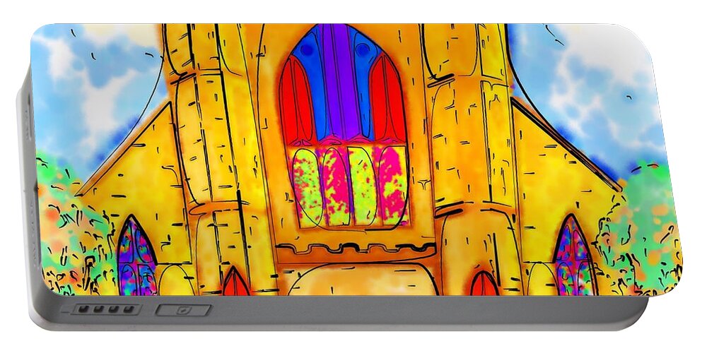 Wedding Portable Battery Charger featuring the digital art The Wedding Chapel by Alec Drake