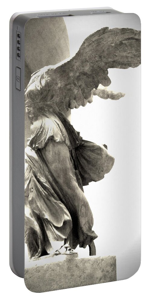 The Winged Victory Portable Battery Charger featuring the photograph The Winged Victory - Paris Louvre by Marianna Mills