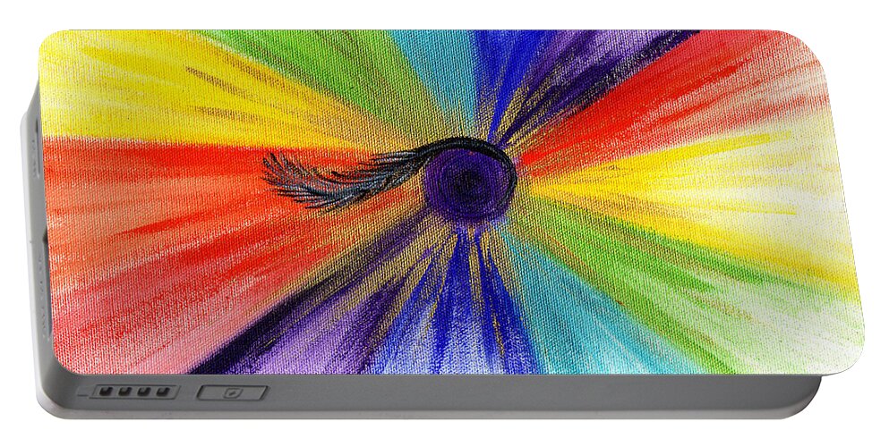 Third Eye. Awakening Third Eye. Rainbow Painting Portable Battery Charger featuring the painting Third Eye Awakening by Catt Kyriacou