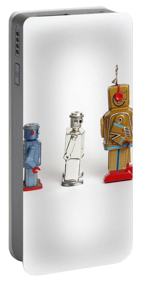 Tin Toy Portable Battery Charger featuring the photograph Toy Robots by Photo Researchers Inc