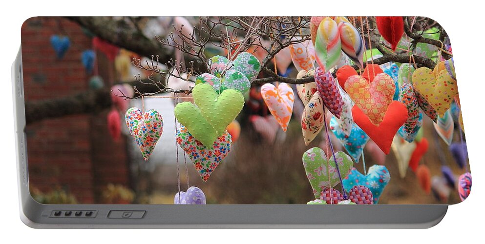 Decoration Portable Battery Charger featuring the photograph Tree Hearts by Jeff Heimlich