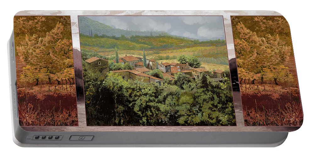 Landscape Portable Battery Charger featuring the painting TRITTICO-il prossimo autunno by Guido Borelli