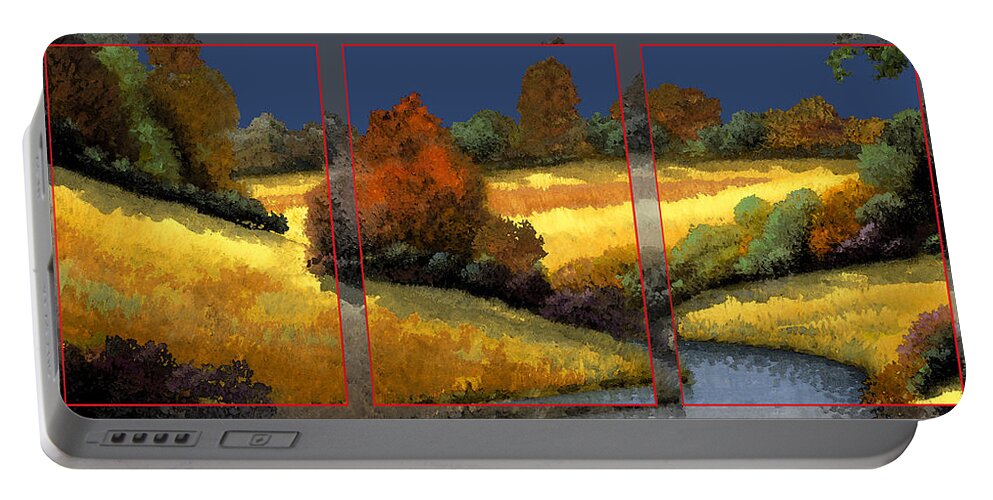 Tryptich Portable Battery Charger featuring the painting TRITTICO-sole grigio by Guido Borelli