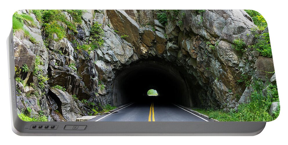 Skyline Drive Portable Battery Charger featuring the photograph Tunnel on a Lonely Road by Lori Coleman