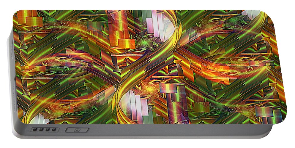 Abstract Portable Battery Charger featuring the digital art Twelth Dimension by Leslie Revels