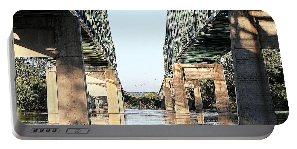 Bridge Portable Battery Charger featuring the photograph Twin Bridges by Elizabeth Winter