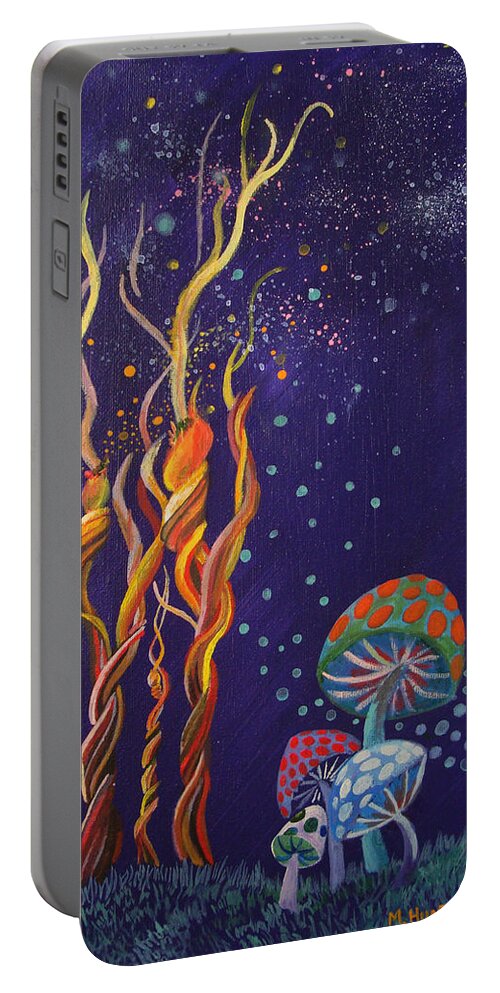 Fantasy Portable Battery Charger featuring the painting Twisting in the Night by Mindy Huntress