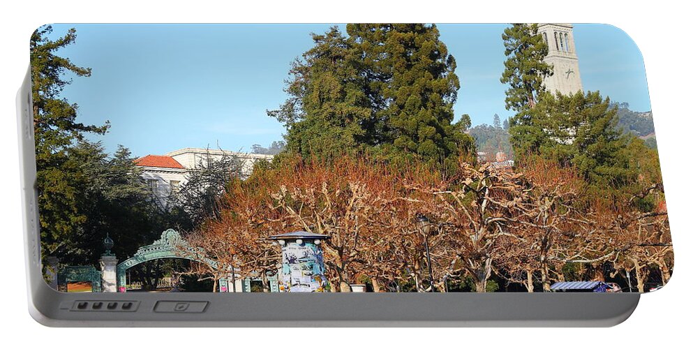 Sproul Plaza Portable Battery Charger featuring the photograph UC Berkeley . Sproul Plaza . Sather Gate and Campanile Tower . 7D9996 by Wingsdomain Art and Photography