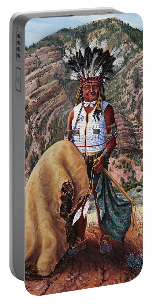 Indian Portable Battery Charger featuring the painting Unca Sam by Page Holland