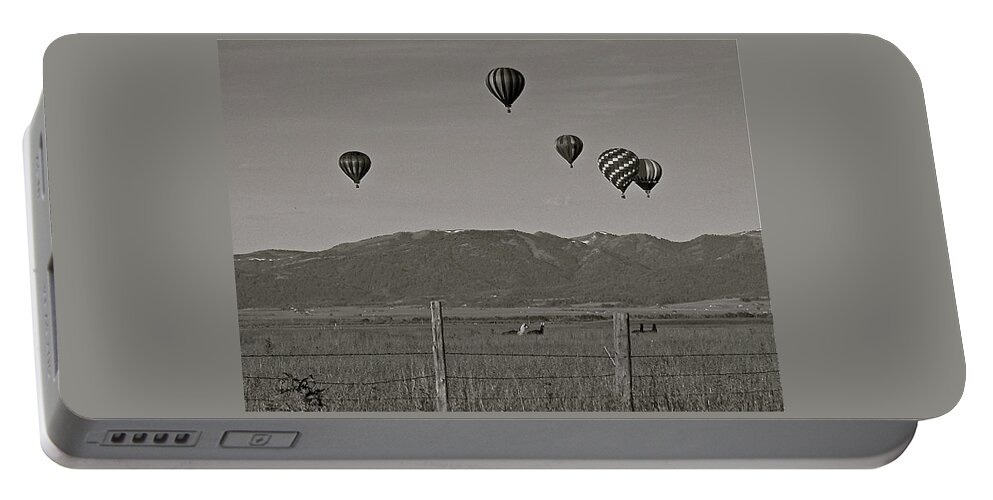 Balloons Portable Battery Charger featuring the photograph Unconcerned Lamas by Eric Tressler